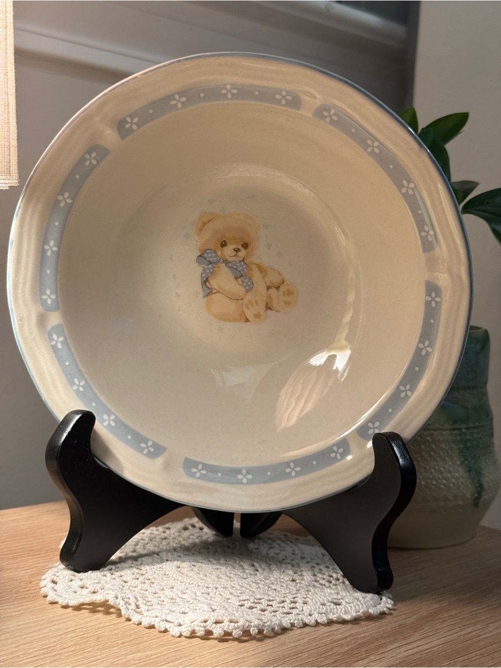 Cherished Teddy Ceramic Decorative Bowl - Blue and Cream